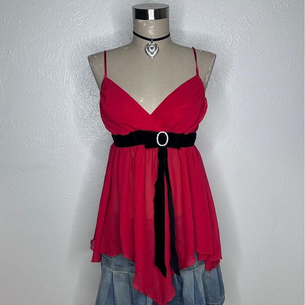 Frederick-s-of-hollywood Women's Red and Pink Vest